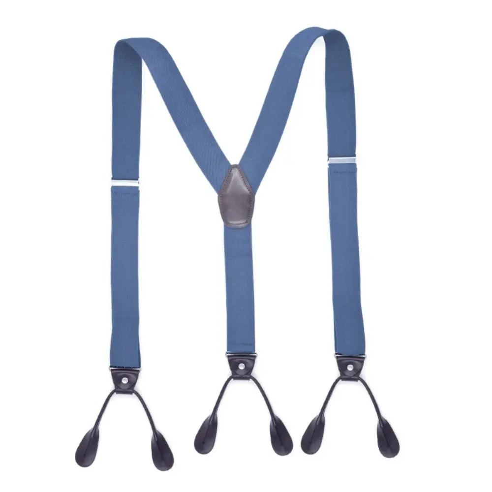 Solid Color Vintage Suspenders Leather Trimmed Button End Button End Suspenders Elastic Straps Adjustable Y Back Suspenders