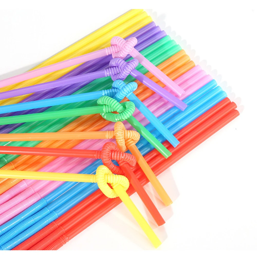 50-1000Pc Foldable Multicolor Drinking Straws Kunststof Cocktail Beverage Straws for Party Bar Kitchen Wedding Pajitas Plastique