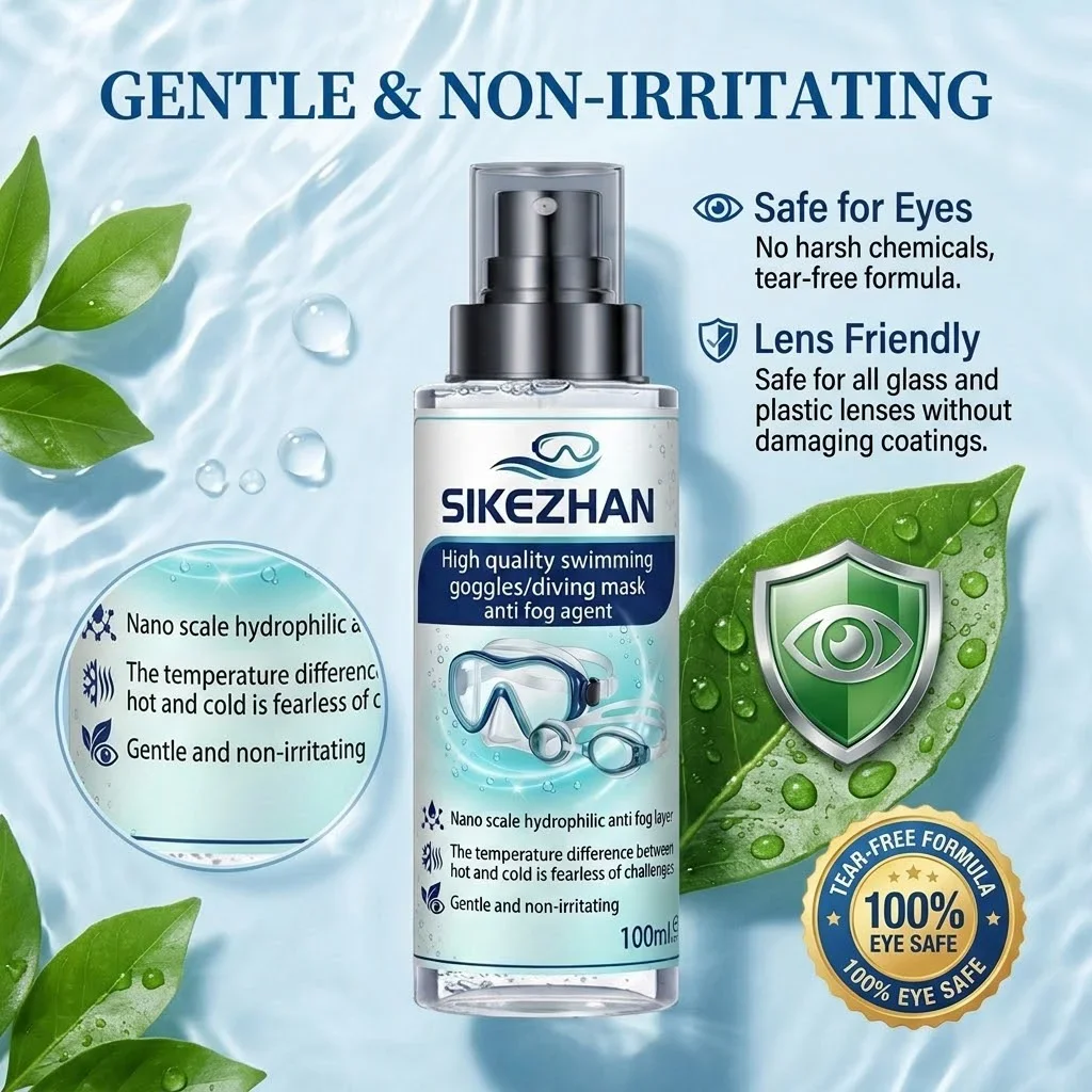 SIKEZHAN Anti-Beschlag-Spray für Schwimmbrillen und Tauchmasken, langanhaltender Entfogger, klarer Sichtlinsenreiniger, Schwimmbad-Zubehör – Detail 6
