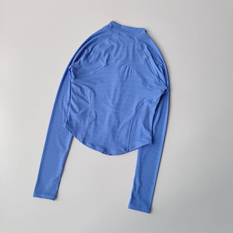 Schmal geschnittene Sportjacke, schnell trocknend, elastisch, für Yoga, Fitness, Damen-Outdoor-Oberteile, Laufjacke mit Reißverschluss, schnelltrocknende Herbstkleidung – Detail 6