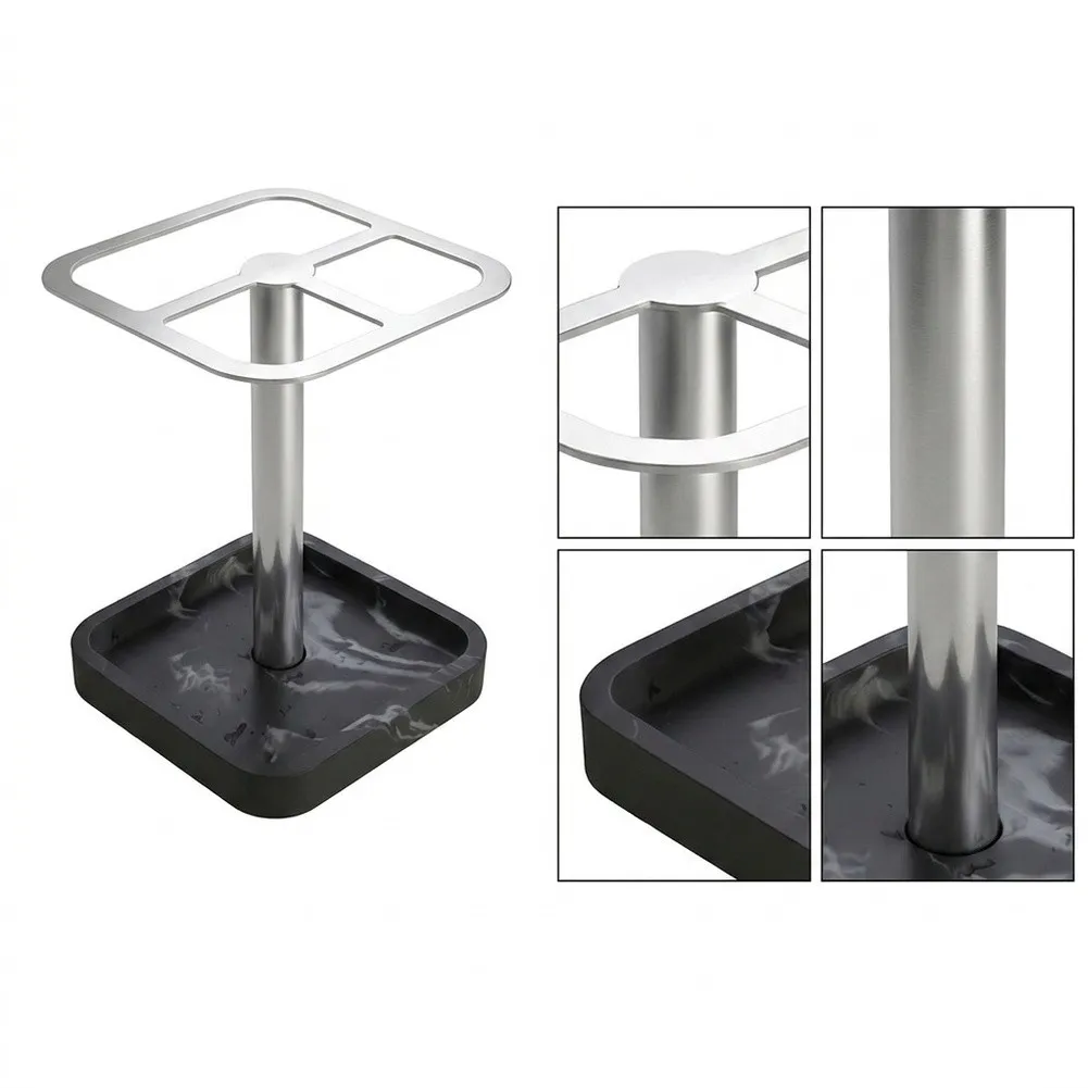 Compact Resin Toothbrush Holder Stand with 304 Stainless Steel Frame Fits Electric Toothbrushes and Measures 8.5x8.5x12cm