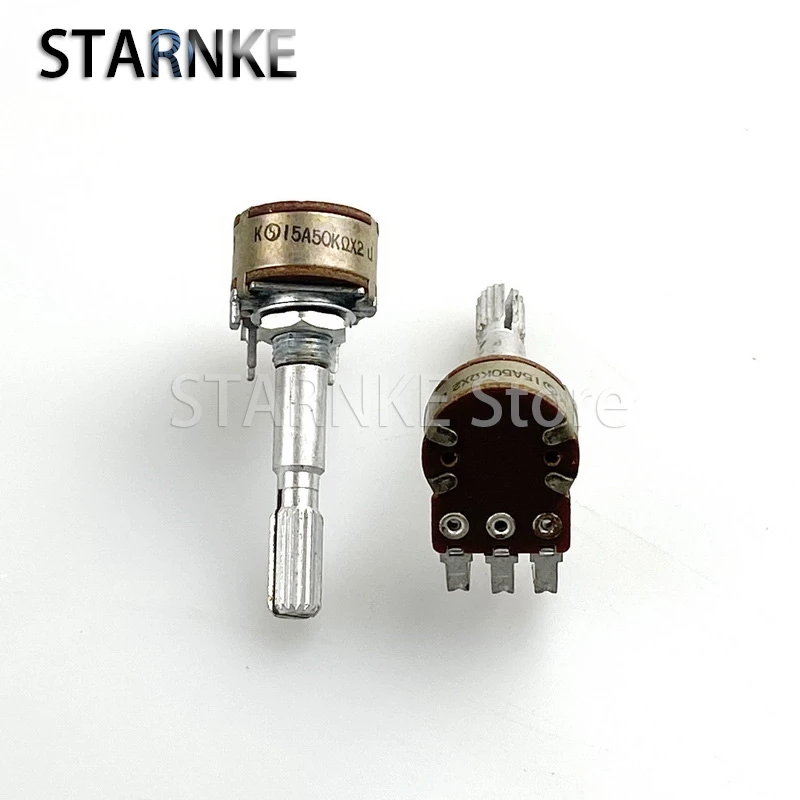 2PCS Type 16 Double Potentiometer 6-pin Inner bend, A50K Speaker Amplifier Speaker Volume Adjustment