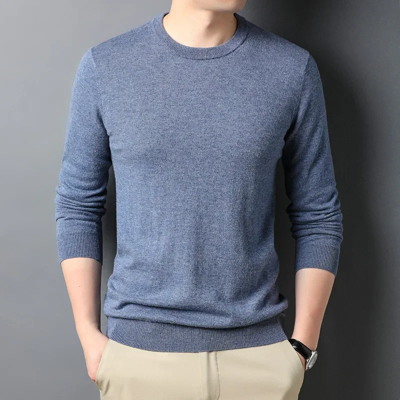 MRMT 2024 Brand New Thin Woolen Sweater Men\'s Round Neck Men\'s Fashion Men\'s Base Solid Color Sweater Sweater For Male