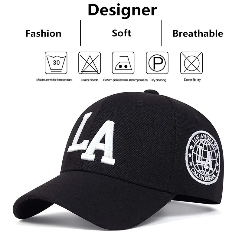 Unisex LA Leter Embroidery Snapback Baseball Caps Spring and Autumn Outdoor Adjustable Casual Hats Sunscreen Hat