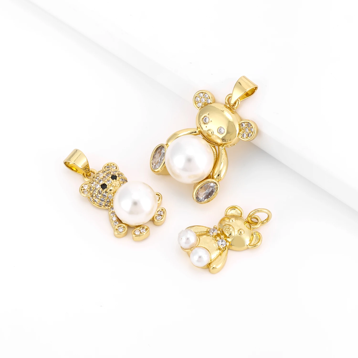 Cute High Quality Little Bear Pendant 3 Styles Ins Popular Pearl Copper Jewelry Nacklace Accessories Party Show For Women Gifts