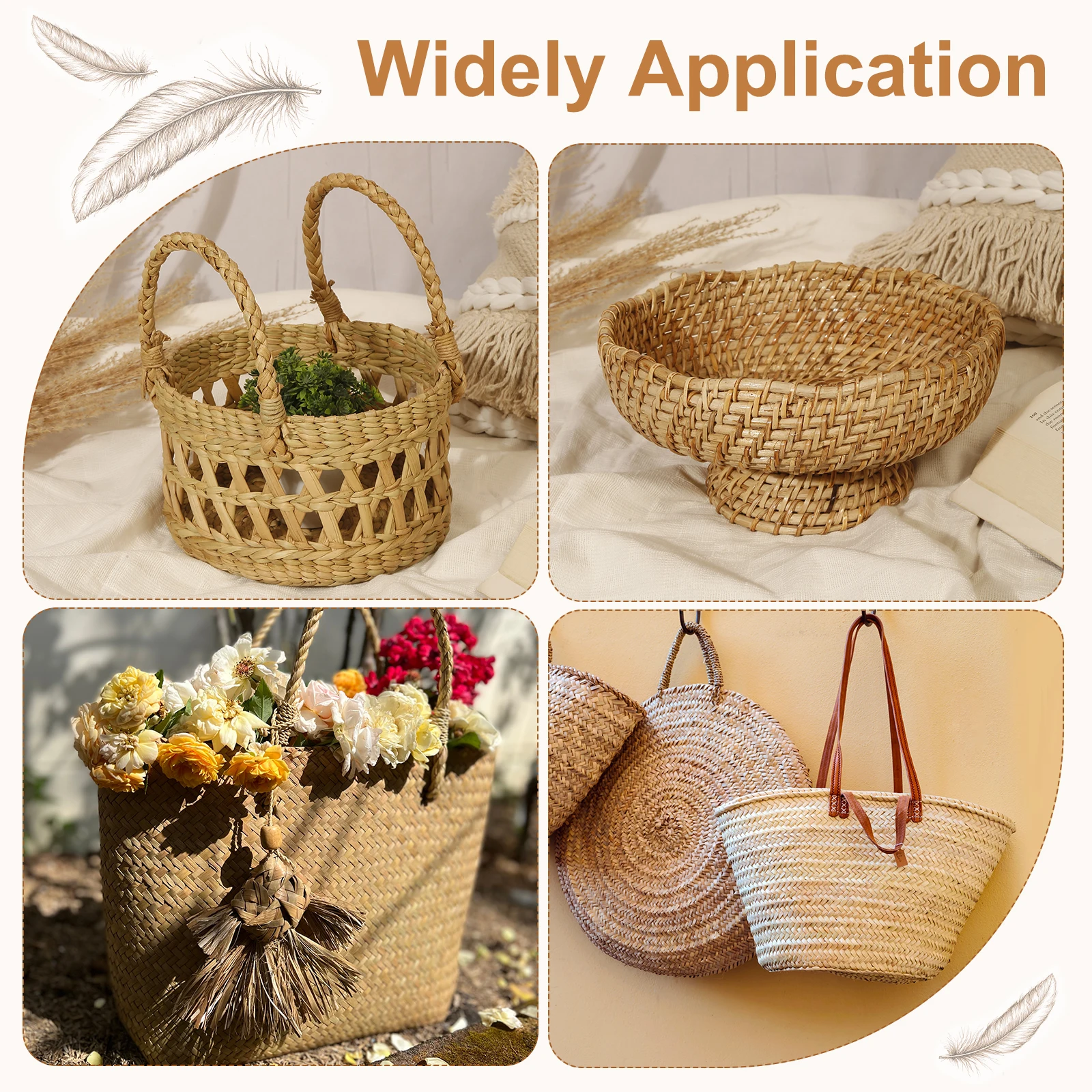 Papierowy Rattan do Plecionia, 12-warstwowy Papierowy Rattan do Koszy, Materiały do Plecionia Koszy DIY do Domu, Kuchni, Rękodzieła, 15 metrów x 1,5 cm
