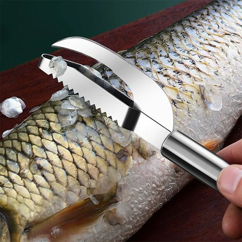 Stainless Steel 3 In 1 Fish Scale Knife Cut/Scrape/Dig Maw Knife Scale Scraper Sawtooth Peelers Scraping Boning Filleting