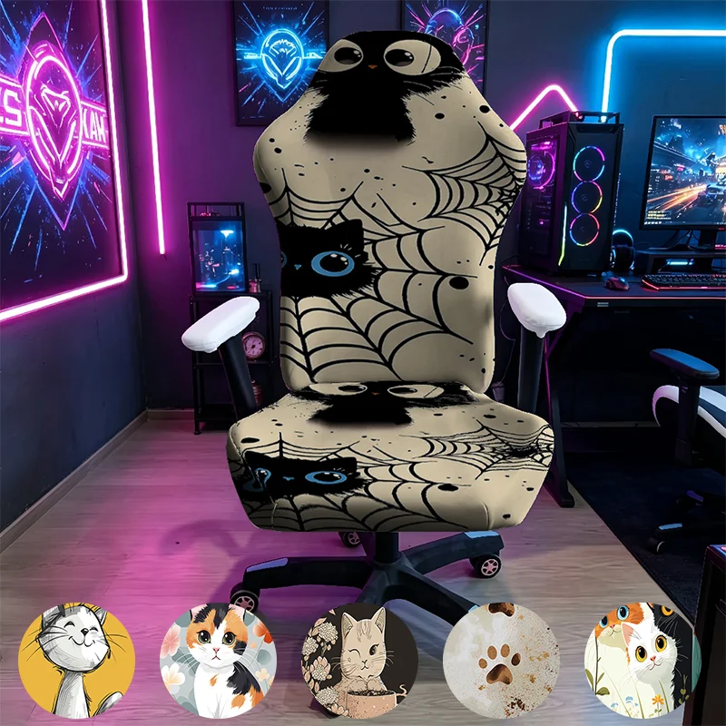 1PC 1PC Black Cat Spider Web Gaming Chair Cover, E-sports Stretch Elastic Anti-Scratch Slipcover for Gamer & Office Chair - Aliexpress Deal
