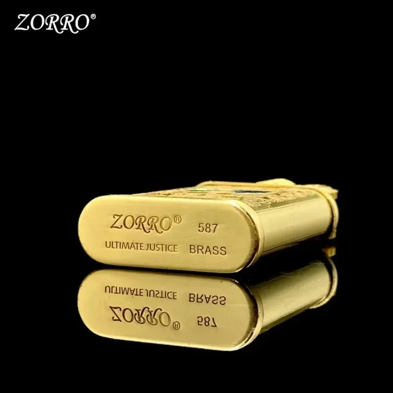 2027 ZORRO Brass Kerosien Lighter with Colorful Shell Inlaid for Windproof Fashion Collection, Men's Gift Smoking Accessories