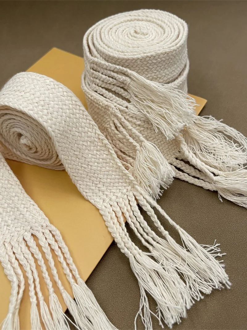 Handwoven Tassel Waist Cord Vintage Belt Ethnic Style Wide Leg Pants Versatile Waist Rope DIY Sewing Accessories Rope