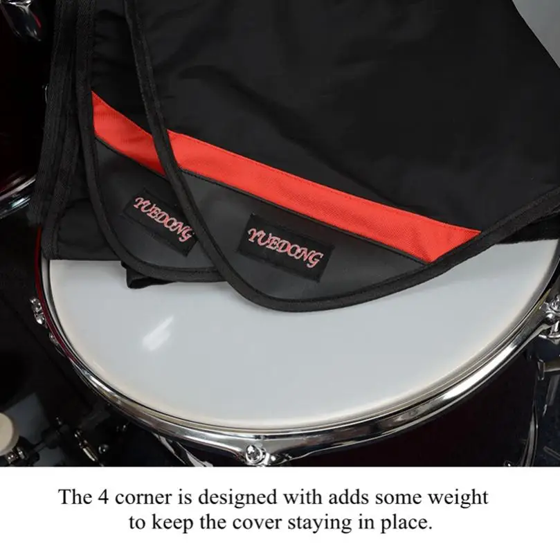 Black Oxford Fabric Drum Set Dust Cover for Electric Drum Kit Sun Protection and Dust Prevention with Weighted Corners