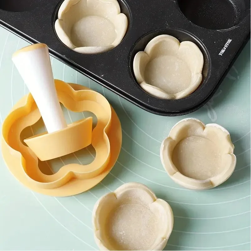 Pastry Dough Tamper Set Flower Shaped Cutter Cake Mold Creative Cake Cup Presser Biscuit Mold Pie Tamper Kitchen DIY Baking Tool