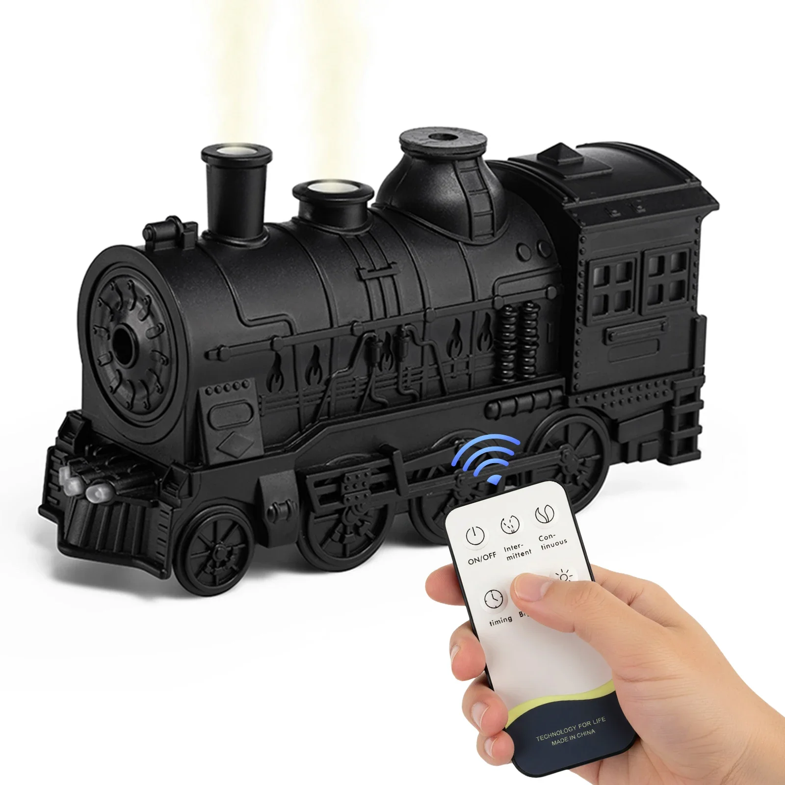 

300 мл винтажный увлажнитель воздуха с паровым поездом, аромадиффузор с дистанционным управлением, ультразвуковой диффузор эфирного масла, 2/8 часов, таймер для дома