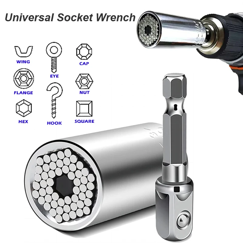 

7-19mm Universal Socket Set Wrench Head Power Drill Adapter Magic Screwdriver Various Nut Keys Multifunctional Hand Tool for Men