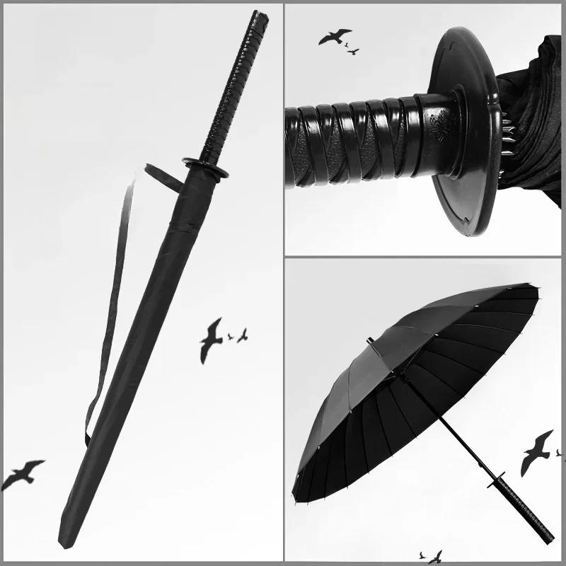 16K Large Katana Umbrella Creative Long Handle Parasol Demon Slayer Tanjirou Ninja Katana Japanese Samurai Sword Umbrellas Gifts