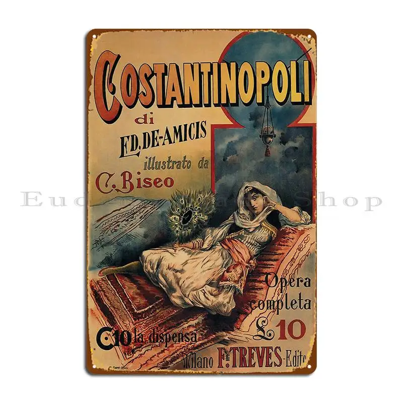 Constantinople Italian Vintage Book Advertisement Metal Signs Living Room Personalized Vintage Wall Decor Tin Sign Poster