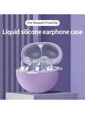 Liquid Silicone Earphone Case for Huawei FreeClip Solid Color Cover Wireless Earphone Headphone Shell Shockproof Skin with Hook