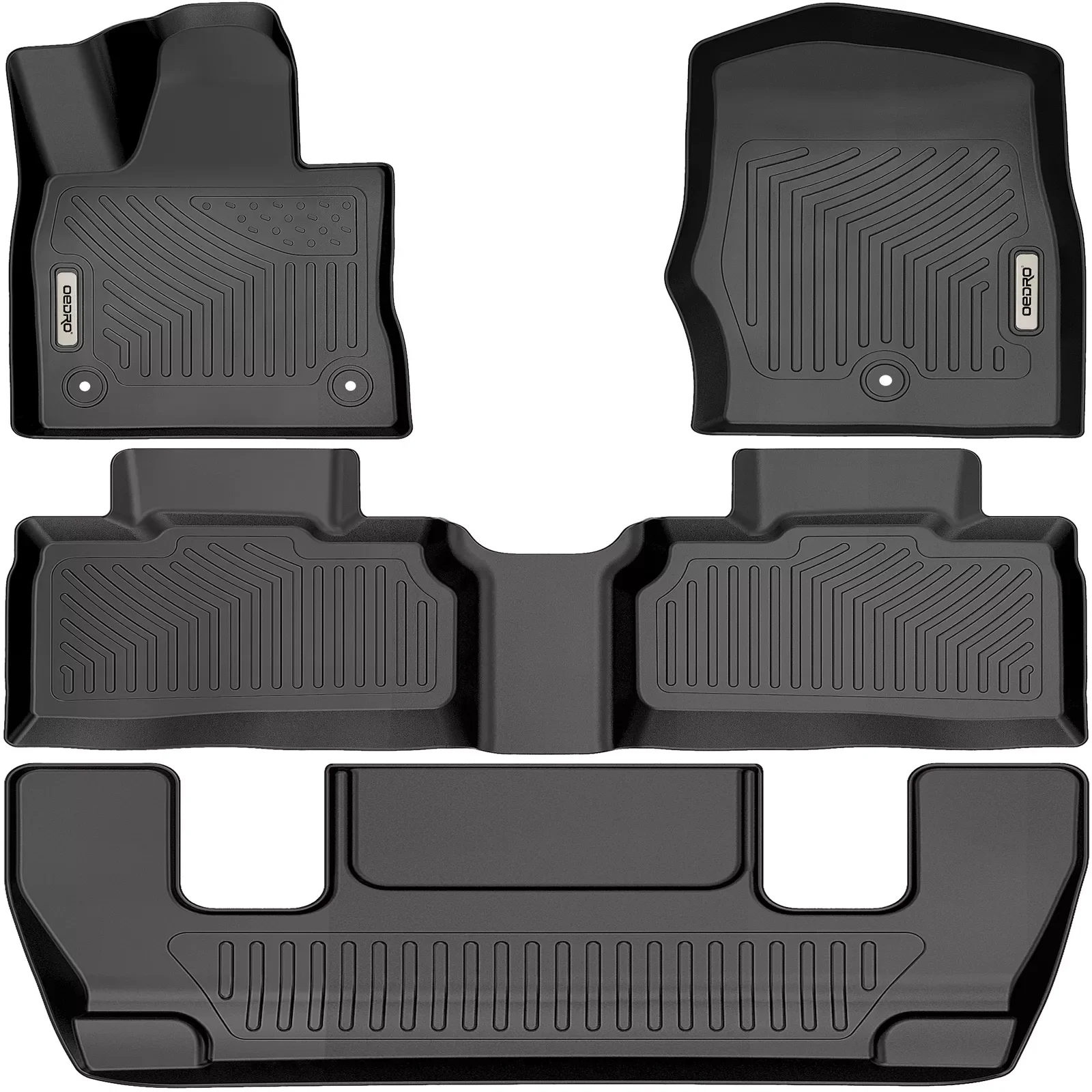 OEDRO Floor Mats Liners for 2020 2021 2022 2023 Ford Explorer TPE All-Weather 6-Passenger Only