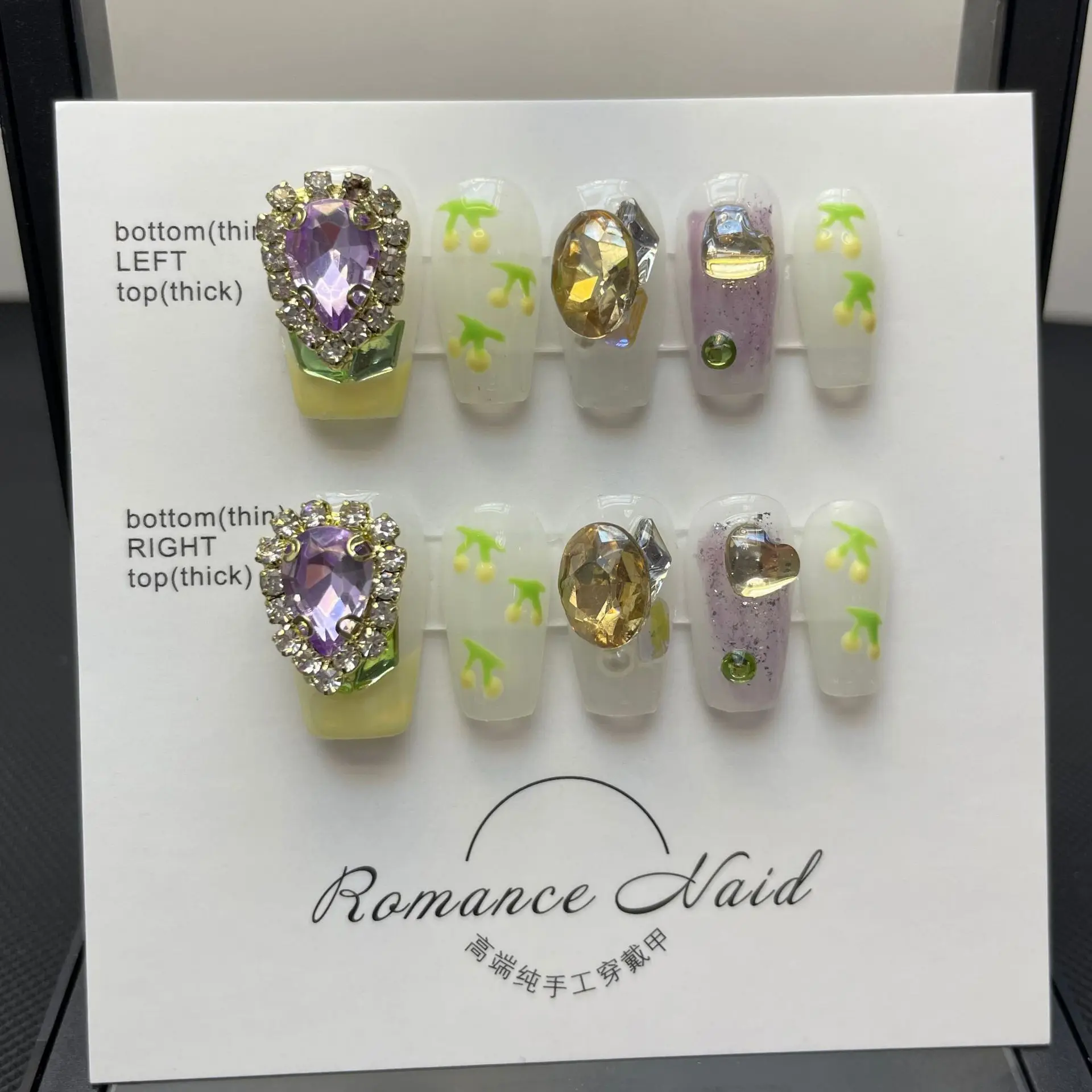 10 قطعة طويلة الأظافر كاذبة الماس تصميم الصحافة على الأظافر غطاء كامل مسمار نصائح للإزالة وهمية مسمار التصحيح امرأة DIY بها بنفسك