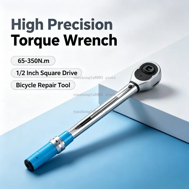 65-350N.m High Precision Torque Wrench, 1/2 Inch Square Drive Torque Key, ±3% Adjustable Hand Tool for Bicycle Repair