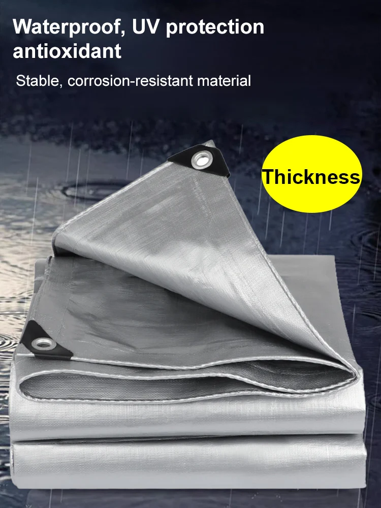 Thickened Sunshade Tarpaulin Truck Outdoor Sunscreen Tarpaulin Waterproof Double Silver Thickened Sunshade Cloth Rainproof Cloth