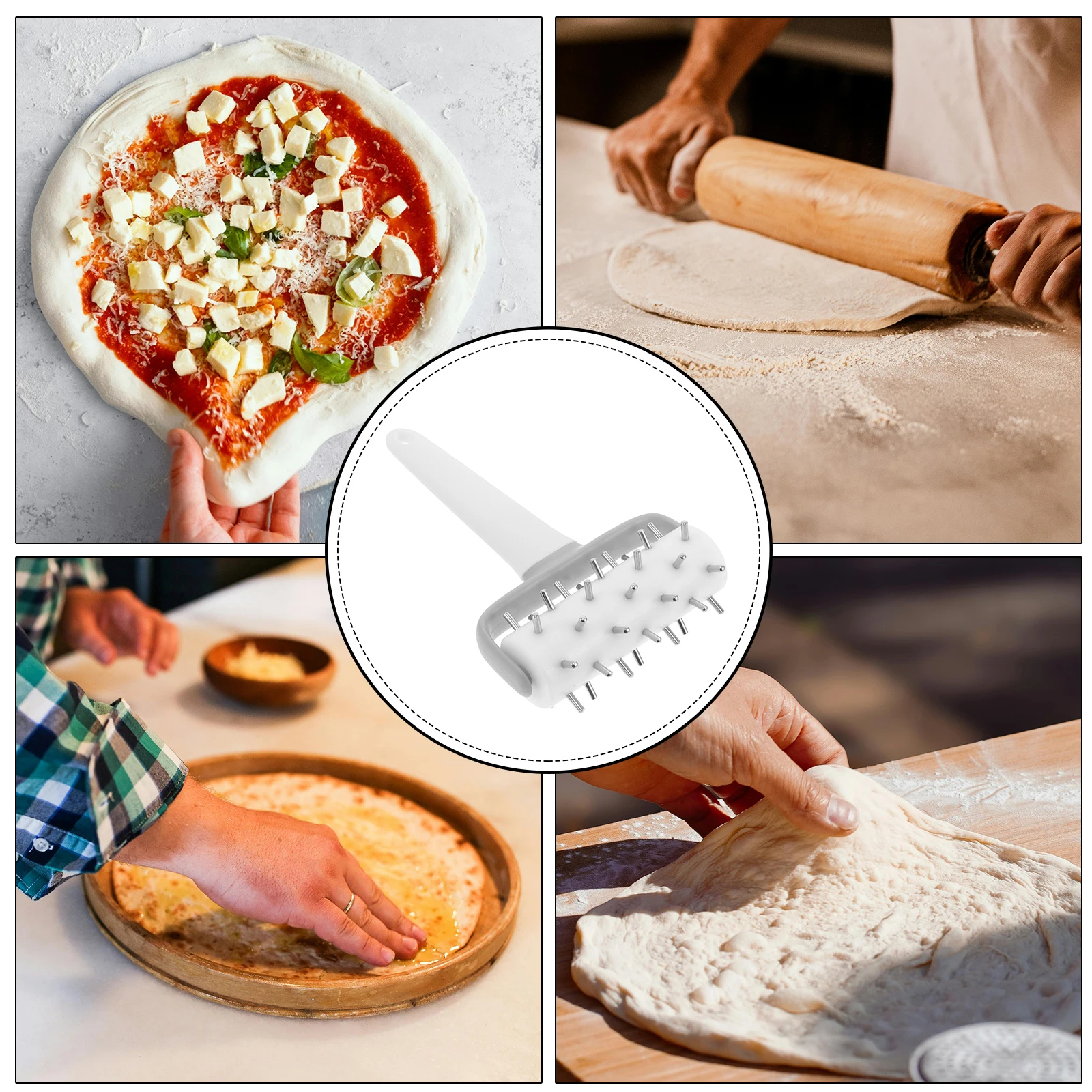 

Pizza Punch Docker Dough Tool Cookie Rolling Roller for Kitchen Hole Puncher Plastic Baking Pastry