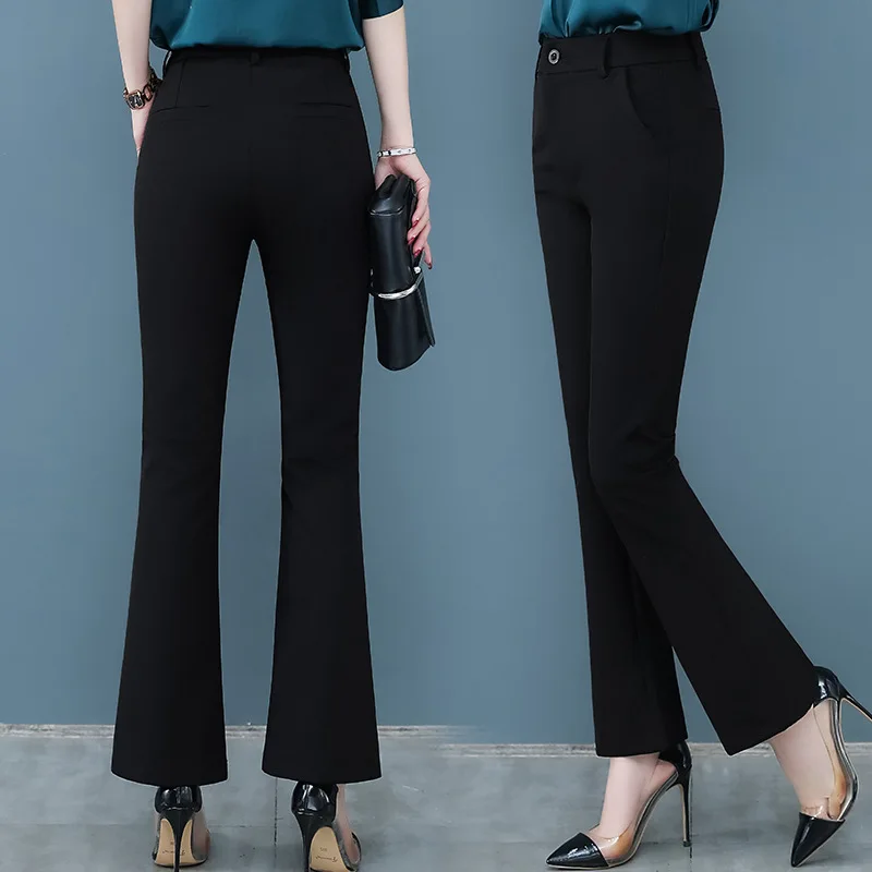 Flared Pants for Women Spring and Autumn High Waist Slimming Petite Pants Versatile Nine-point Slightly Flared Pants