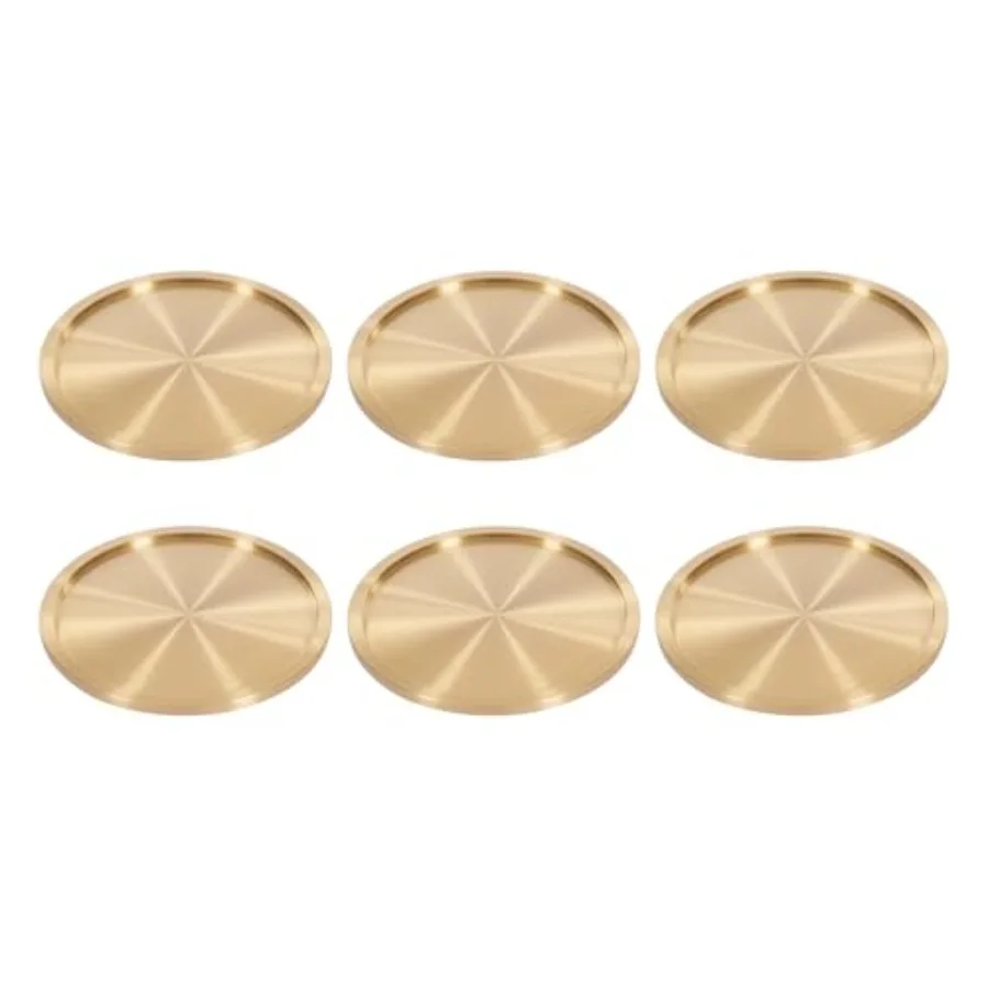 Juego de 6 Posavasos de Latón Sólido para Bebidas, Posavasos Dorados para Té, Estilo MCM Elegante, Posavasos Premium, Tapetes de Cobre, Posavasos para Café, Decorativos