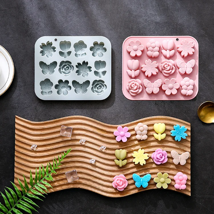 

16Cavity Butterfly Flower Silicone Mold 3D Chocolate Mold Cake Candy Mold Baking Tool DIY Fondant Decor Craft Cookie Mould