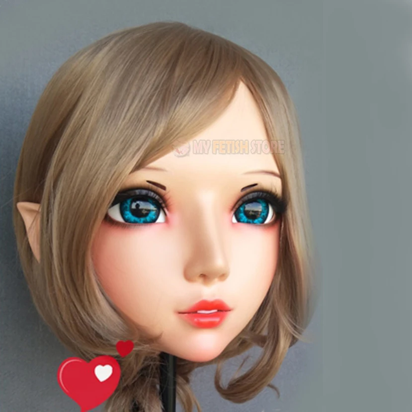(Er-02) femme douce fille résine demi-tête Kigurumi BJD yeux Crossdress Cosplay japonais Anime rôle Lolita masque avec oreille de fée