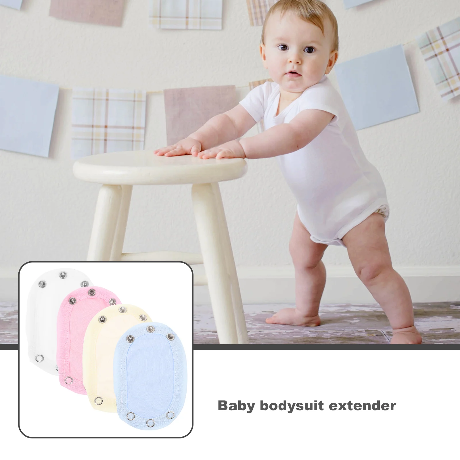 

4pcs Bodysuit Extender Snaps Double Layered Soft Baby Bodysuit Extender Cotton Jumpsuits Extend Toddler Boy Girl Diapers