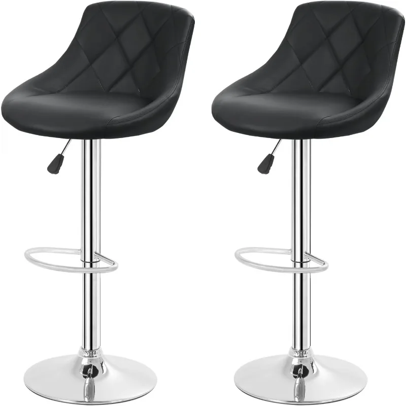 

Bar Stools Set of 2 Bar Stools Swivel Stool Height Adjustable Bar Chairs with Back PU Leather Swivel Stool Kitchen