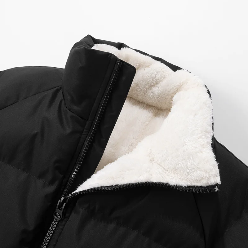 Men Winter Thick Warm Parka Coat Fleece Inside 2024 Male Solid Color Stand Collar Cotton Jacket Men\'s Cotton Coat Size 4XL