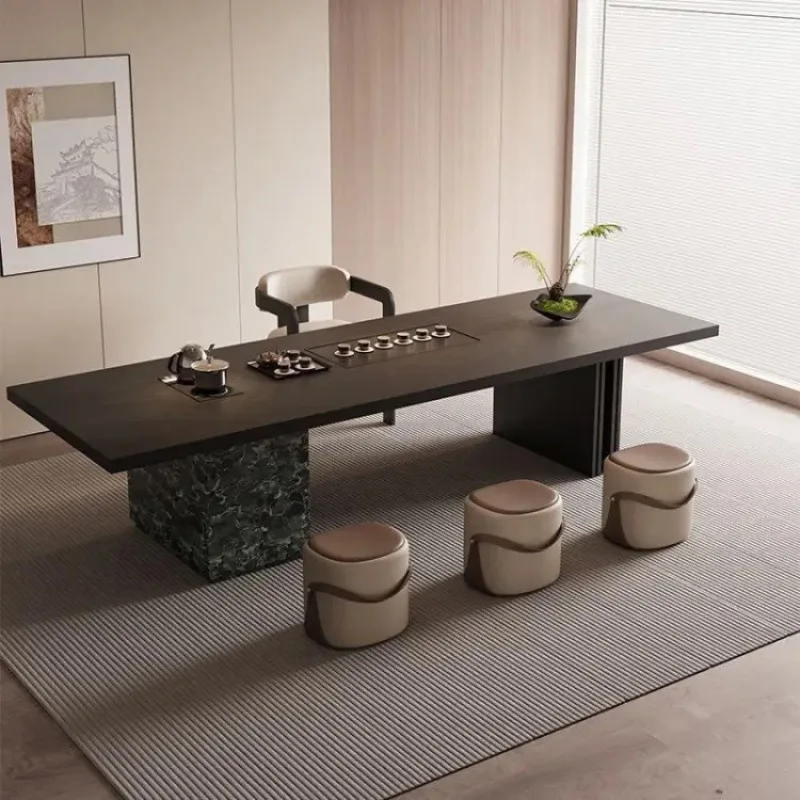 All solid wood light luxury island tea table tea set tea table a complete set, home living room office