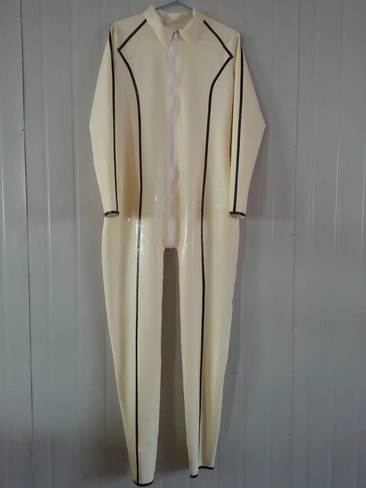 

100% latex uniform rubber gummi cosplay white catsuit bodysuit s-xxl 0.45mm