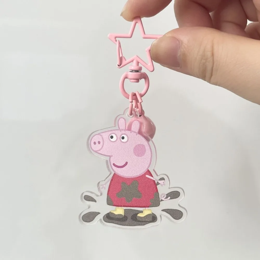 Kawaii Peppa Pig Animation Peripheral Keychain Anime Cartoon Cute Beauty Q Version Acrylic Schoolbag Pendant Accessories Gifts