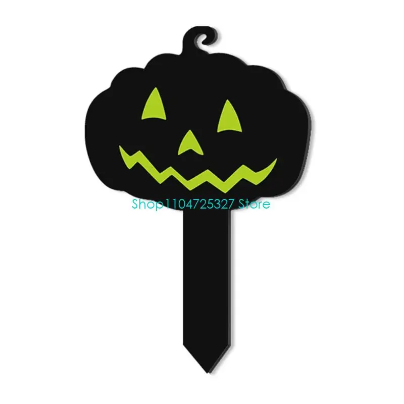 D8KF Outdoor Fall Carved Face Stake Accent for Lawn Porch Entry Display