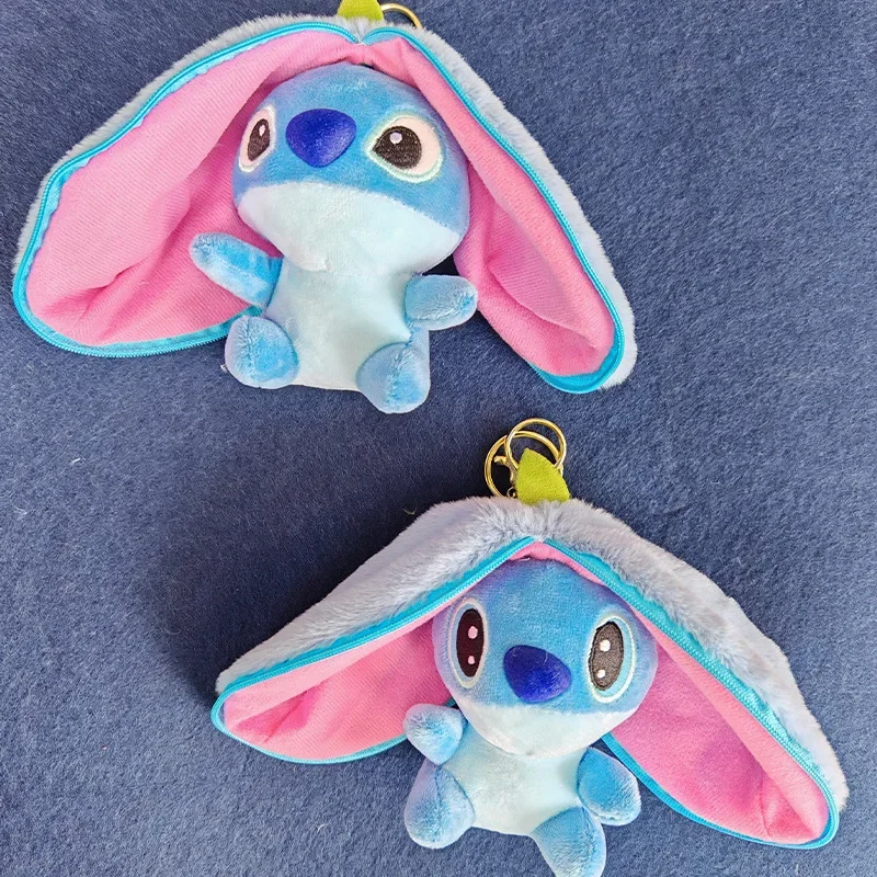 Disney Stitch Plush Doll Keychain Cute Cartoon Toys Pendant Ornaments Fashion Schoolbag Decoration Key Ring Holiday Gifts