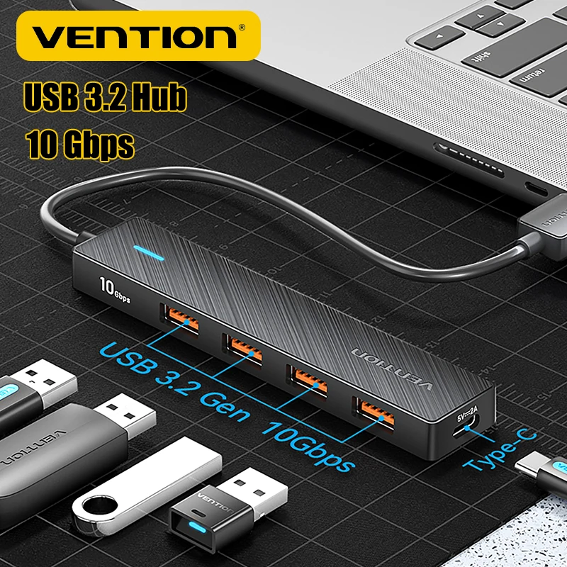 Vention 5-IN-1 USB Hubs USB C 3.2 Gen 2 10Gbps Adapter for MacBook Pro PC Accessories Type C Hub Laptop Splitter Docking Station