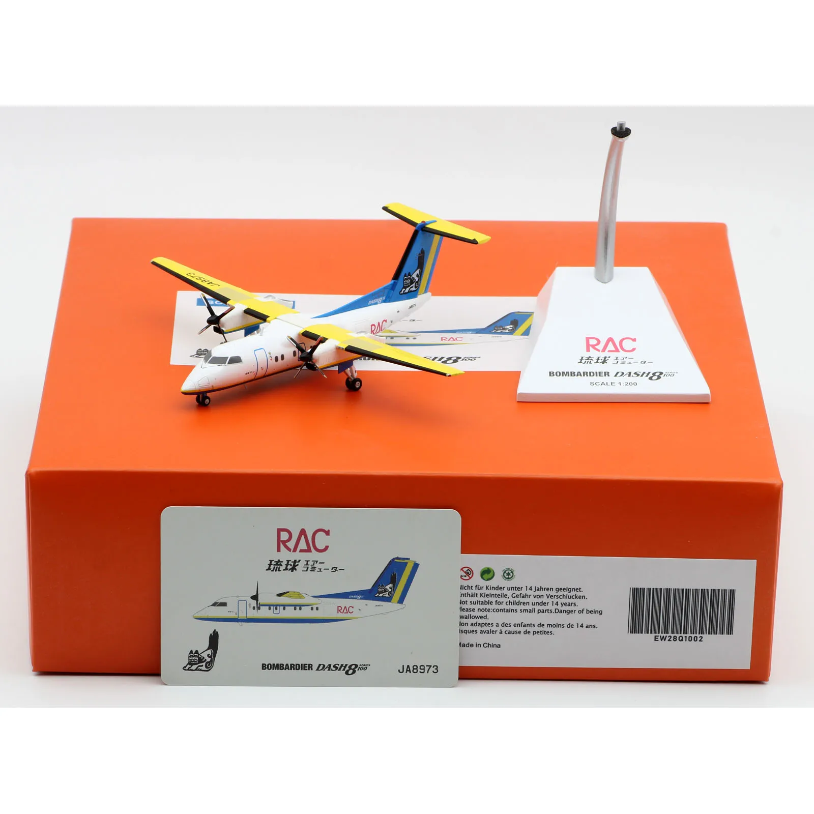 

EW28Q1002 Alloy Collectible Plane Gift JC Wings 1:200 RYUKYU AIR COMMUTER Bombardier Dash8-Q102 Diecast Aircraft Model JA8973