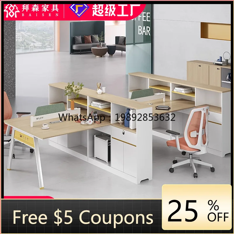 LYY Office Simple Modern Staff Desk Four-Person Office Table Workstation Desk Partition Office  and Chair Set