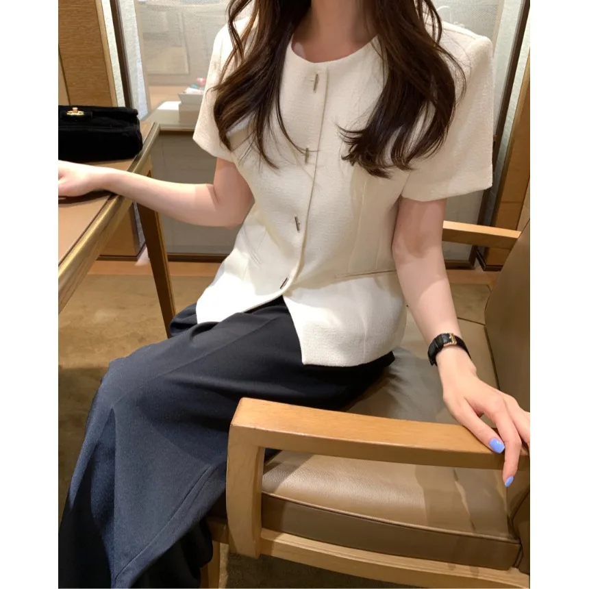 

Стильный круглый свитер с коротким рукавом в корейском стиле для женщин: весна, осень, зима, повседневная уличная одежда