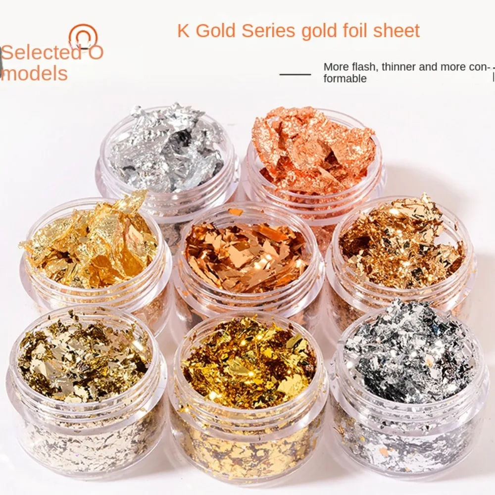 Gold Foil Nail Decoration Gold Silver Fragment Glitter Nail Art Charm Bronze Ornament Nail Art Decoration Manicure Design