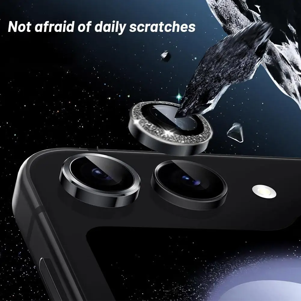 Glitter Lens Film For Samsung Galaxy Z Flip 6 Camera Anti Scratch Metal Eagle Eye Tempered Glass Camera Screen Protector Cover
