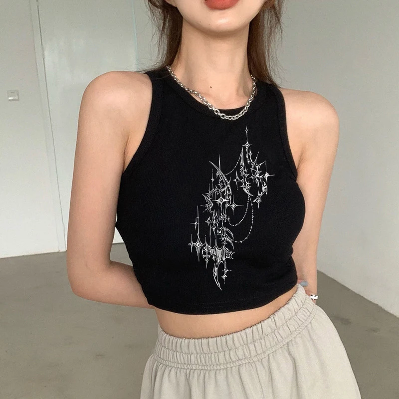Trashy Y2K Streetwear T-shirt versatile Estetica Modello comico creativo Stampa Canotta Goth Vintage Punk Harajuku Gilet sottile