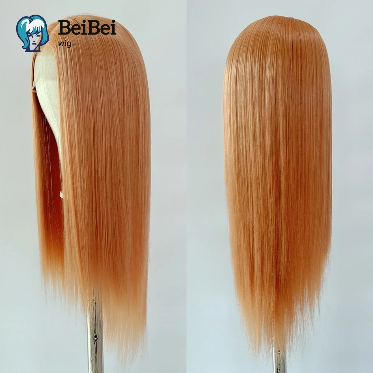 Wig Renda Depan Oranye Muda untuk Wanita 26 Inci HD Panjang Lurus 13*4 Renda Frontal Alami Sintetis Kualitas Tinggi untuk Cosplay