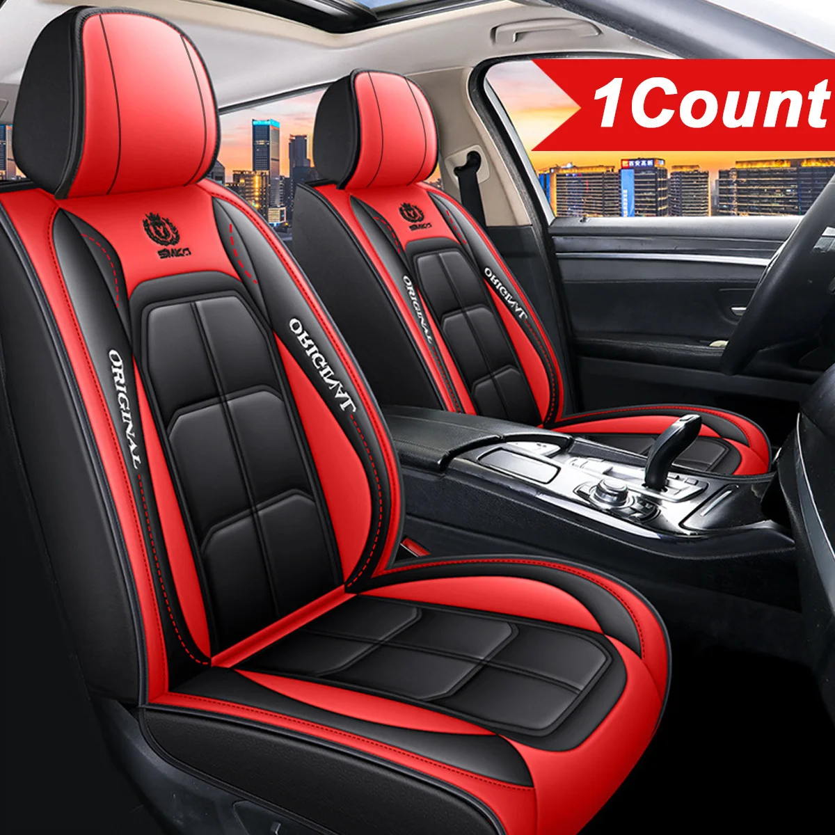 Car Seat Covers 1 Piece / 2 Pieces Front Driver Passenger Faux Leather Look Full Coverage Universal Fit Easy Install