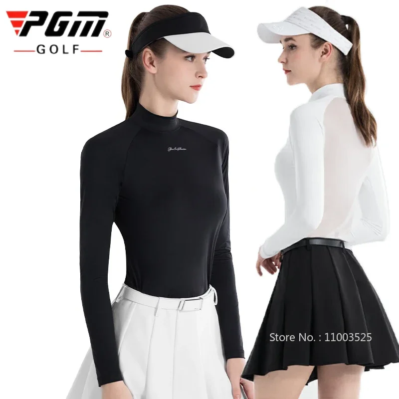 PGM Golf Wear Women Summer Ice Silk Shirts Sun Protection Long Sleeve Bottoming Tops Ladies Breathable Mesh Golf Underwear