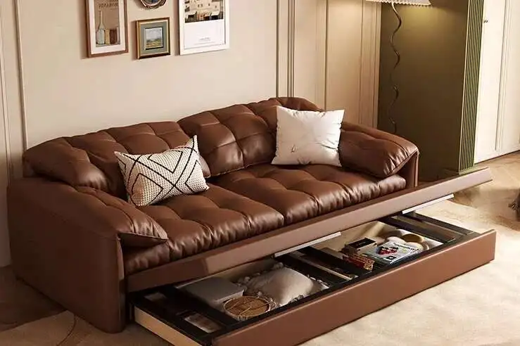 

The bed does not take up space, and the storage sofa is a retro style dual-purpose folding sofa bed