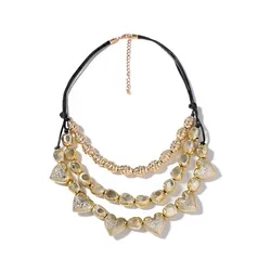 ZAA New Luxury Design Chunky Metal Heart Pendant Necklaces Vintage Woman Jewery High Quality Holiday Party Accessories
